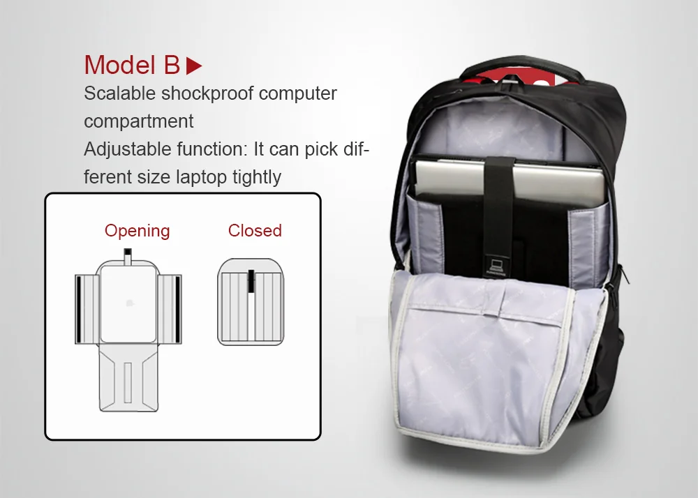 Laptop Mochila Saco Carregador USB Anti-roubo Mochila