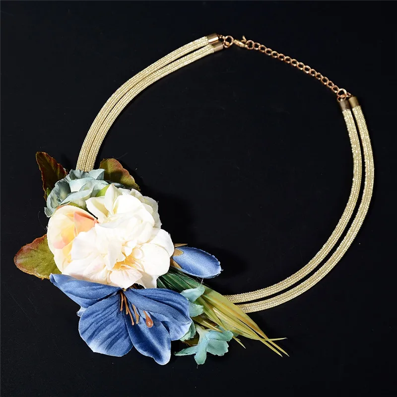 PINKSEE Европейское преувеличенное ожерелье с искусственным цветком богемское короткое ожерелье винтажное свадебное ювелирное изделие для женщин