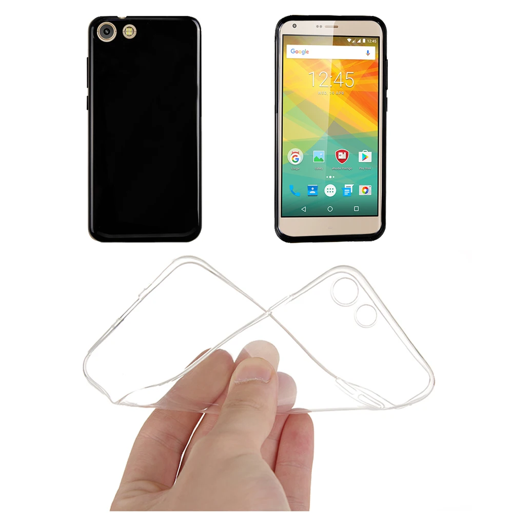

For PSP 7551DUO No Picture Covers Pure Color Black Clear Case for Prestigio Grace S7 LTE PSP7551DUO Crystal Back Cover TPU Cases