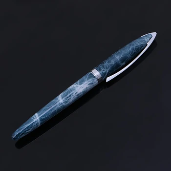 

Blue Marble Pattern Fountain Pen Luxury Medium Nib Fountain Pen Silver Clip Stationery Smooth Writing Tool