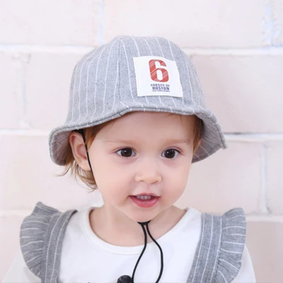 Light Grey Полосатая детская шапка; Осенняя Панама для мальчиков; шапки для маленьких девочек; зимние детские пляжные шапки; Детские шапочки; аксессуары - Цвет: Light Grey