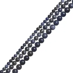Синий Круглый Камень Бисер 6/8/10 мм подходит для синий полосатый браслеты из камней 16 дюймов H744