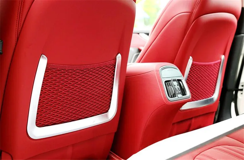 

2Pcs Car Seat Back Rear Pocket Net Bag Frame Trim Cover Sticker Fit For Maserati Ghibli 2014-2017 Styling Mouldings