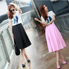 Настроить Модные женские туфли плюс Размеры 3xs-8xl Высокая Талия Плиссированные линии Юбки для женщин дамы по колено Юбки для женщин saias femininas Jupe