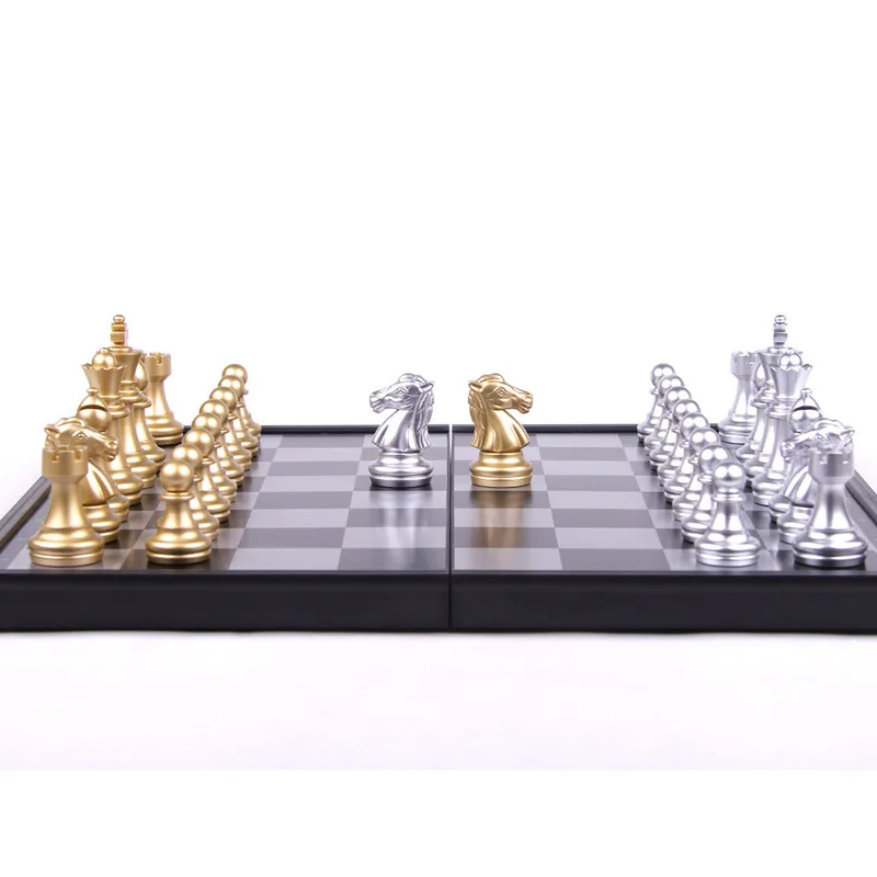 3 размера складной магнитный дорожный Шахматный набор для детей или взрослых Шахматная настольная игра(золотые и серебряные шахматы) Дорожные игры
