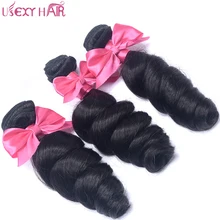 USEXY HAIR Indian 100% Human Hair Double Weft Loose Wave 3 Bundles Can Be Bleached Natural Color Non Remy Hair Weave