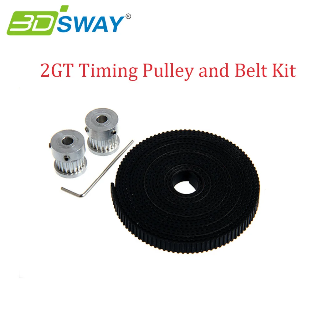 

3DSWAY 3D Printer Accessories 2GT Timing Pulley 16 Tooth Bore 5mm Belt 6mm Kit GT2 Open Type Synchronous Belt with Hex Wrench