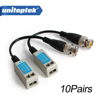 

10Pairs Enhanced Video Balun Twisted BNC CCTV Video Balun Passive Transceivers UTP Balun BNC Cat5 Support HDCVI/AHD/TVI Camera