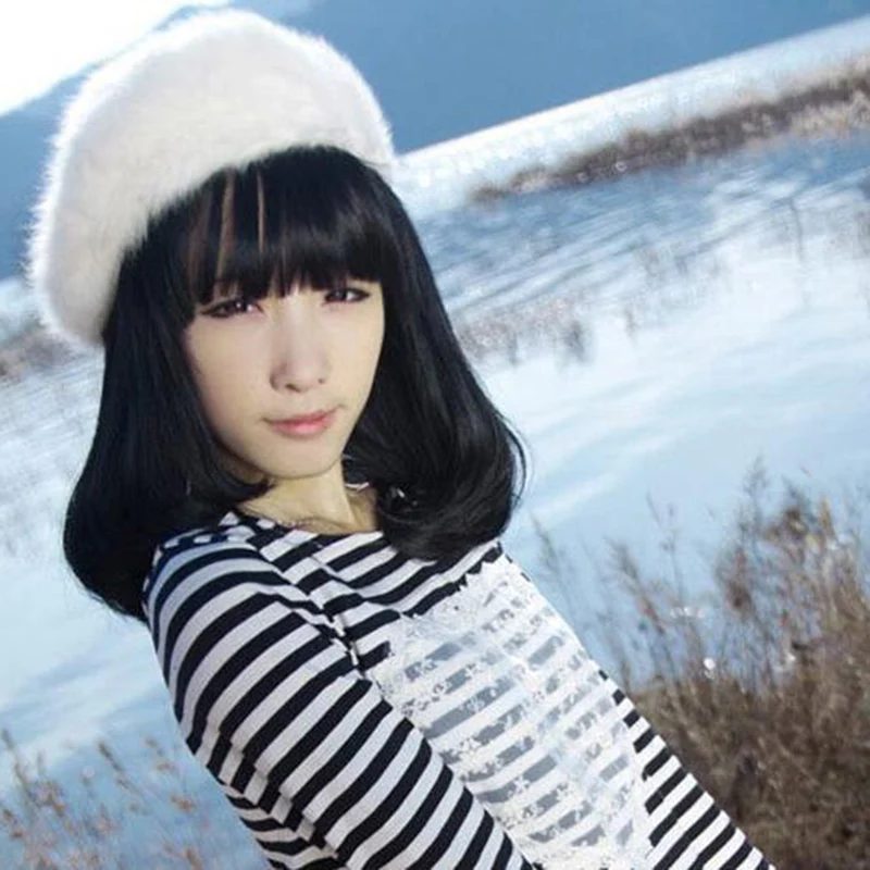 

New Soft Wool Elegant Solid Rabbit Fur Beanie Beret Hat Warm Wool Winter Artist Cap For Female Fashion Women Accessory Gifts