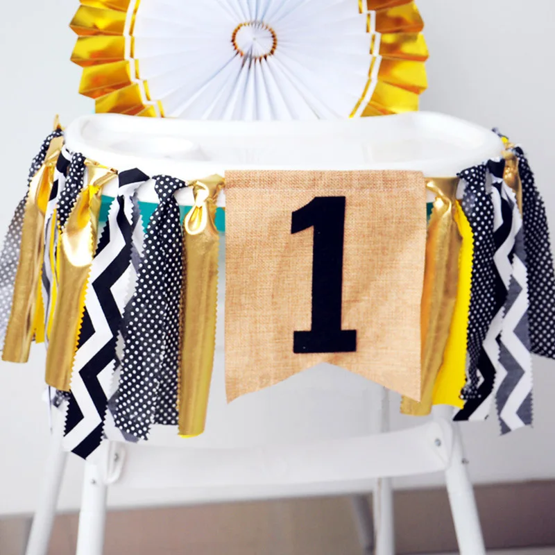 One Year Old Baby Birthday Party Supplies Highchair Banner For