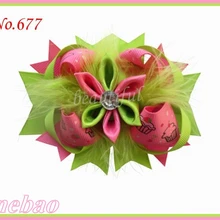 Новые 500 шт. 4." дюйма f-романтический волосы Луки клип перо луки перо заколки для волос