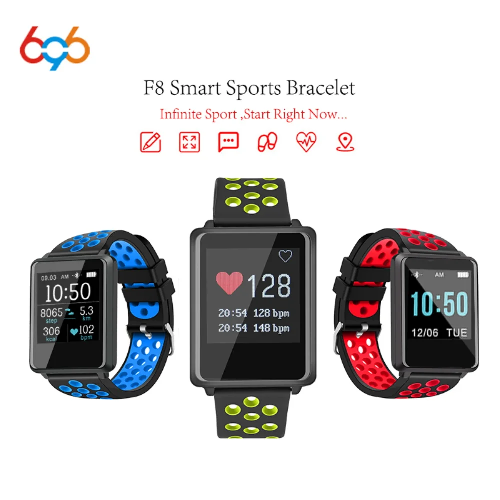 

696 F8 Smart Bracelet Men Band Heart Rate Blood Pressure Monitoring Information