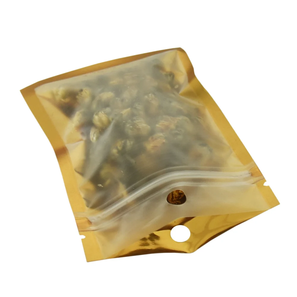 5 Size Resealable Zip Lock Golden Matte Clear Plastic Bag Dried Food Package Pouches Cosmetic Electronic Grocery Packing Bag 4