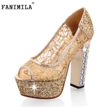 Free shipping thick high heel shoes women sexy fashion lady platform pumps P14235 hot sale EUR size 31-43