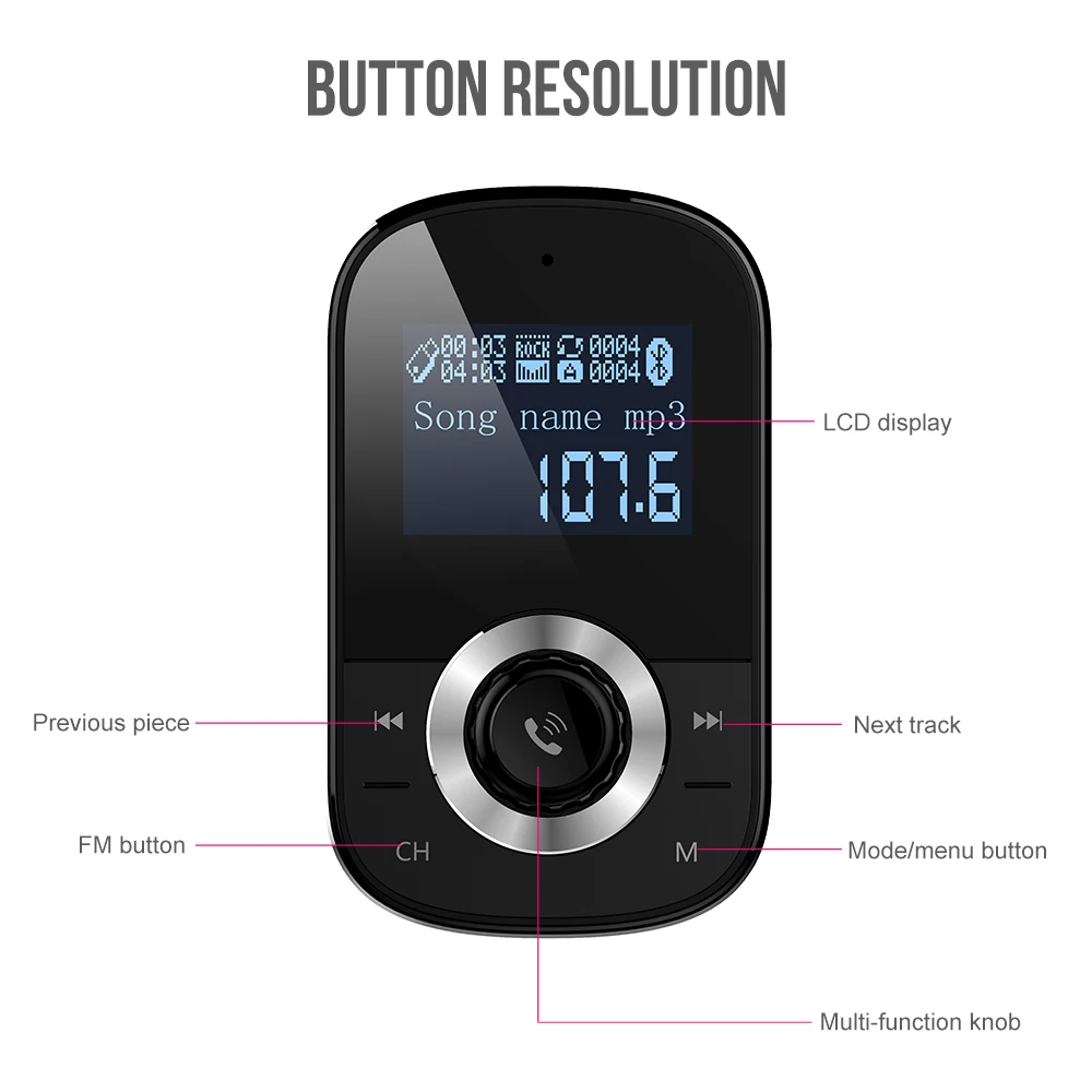 Vehemo QC 3,0 12 V-24 V Bluetooth автомобильный набор, свободные руки, MP3 Dual USB стерео Портативный автомобильный FM Музыка TF карты Handsfree Car аксессуары