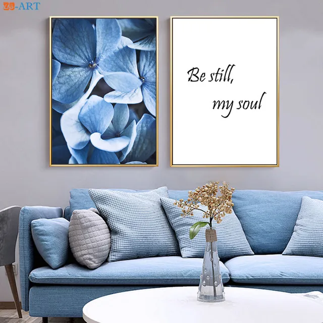 Quote Print Indigo Navy Blue Flower Poster Nursery Wall Art Modern Quote Print Indigo Navy Blue Flower Poster Nursery Wall Art Modern Canvas Painting For Living Room