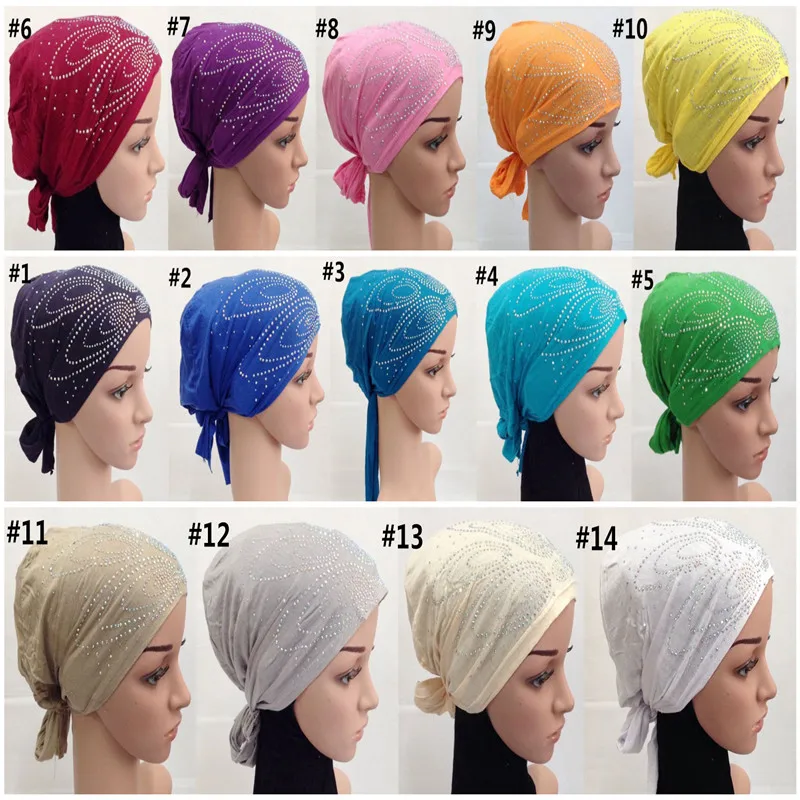 Free Shipping Full Cover Inner Muslim Cotton Diamond Hijab Cap Islamic