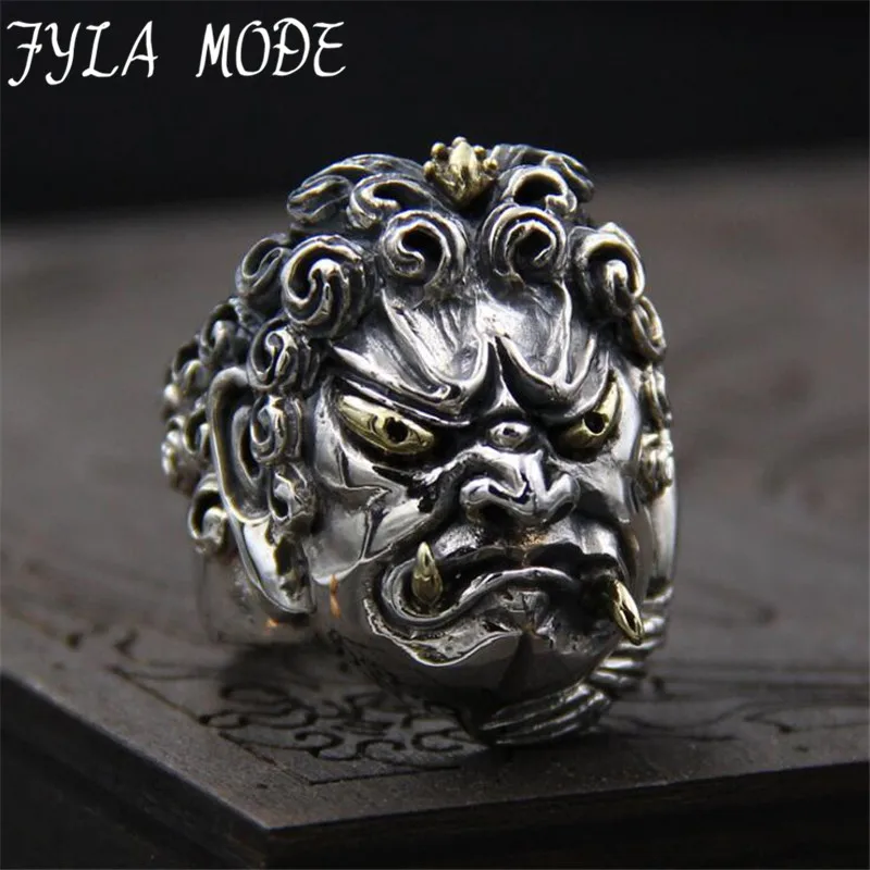 

FYLA MODE 100% Hand Made Customezid 925 Pure Silver Acalanatha Ring Collection Figure for Holiday Gift 31mm Width 29G PBG038