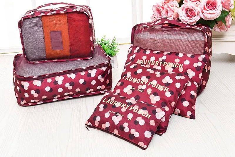 Free shipping+Wholesale Luggage Travel Bag Packing Cubes Waterproof 6