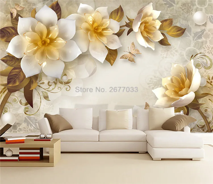 Современные абстрактные цветы 3D обои Гостиная ТВ диван фон настенные фрески Европейский стиль Водостойкая настенная Ткань Домашний декор