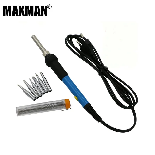

MAXMAN 220V 60W Electric Temperature Adjustable Soldering Iron Welding Gun Repair Tool Kit With 6pcs Iron Tips 1Pcs Sold Wire