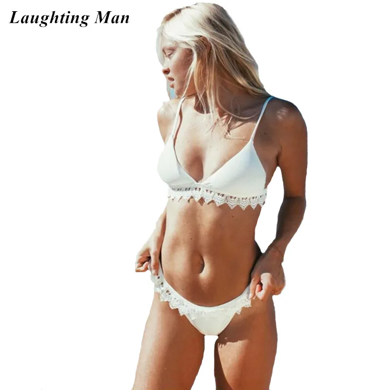 Laughting Man 2017 Sexy Lace Patchwork Bikini Set Solid Color Push Up Swimwear Women Swimsuit Beach Bikinis Bathing Suit YJ69 |