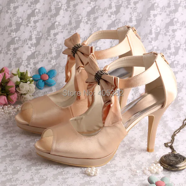 

(20 Colors)Customized Roman Style Sandals Shoes with Heels Champagne Satin High Heels