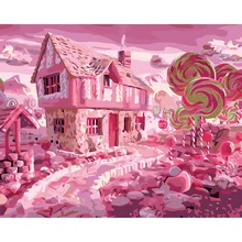Конфетный дом милая картина со сказочными мотивами по номерам на холст своими руками цифровой домашний декор Раскраска по номерам картина Рождественский подарок