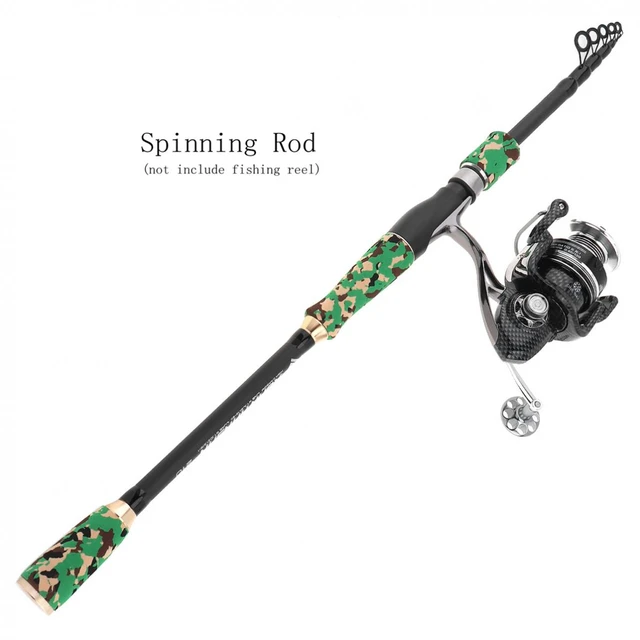 2.4m Carbon Fiber Green Camouflage Lure Fishing Rod Spinning Casting Rod 6  Section Telescopic Ultra Light Travel Fishing Pole - AliExpress