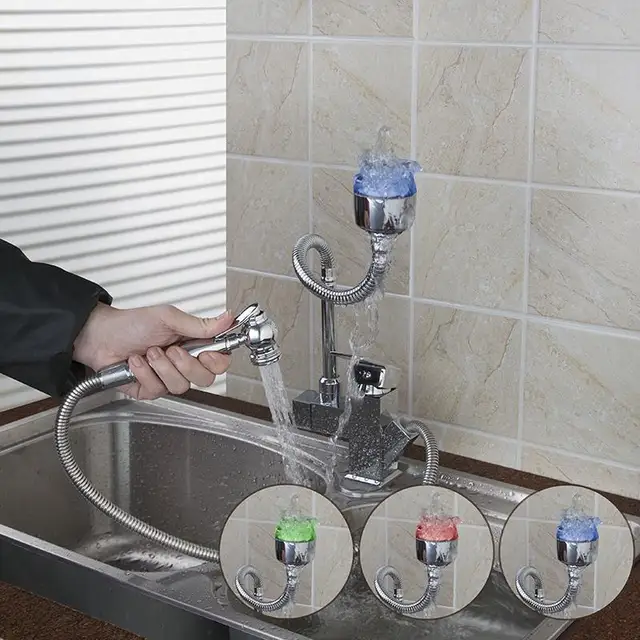 Flower New Design LED Light Pull Out Kitchen Faucet Chrome Basin ... Flower New Design LED Light Pull Out Kitchen Faucet Chrome Basin Sink Deck  Mounted Torneira Cozinha