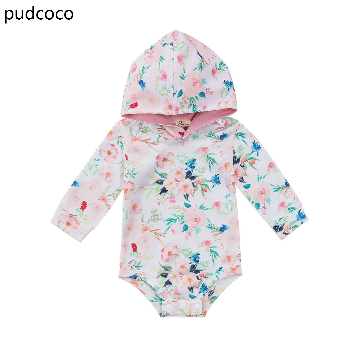 Autumn Flower Baby Girl Hooded Rompers Jumpsuit Long Sleeve Newborn