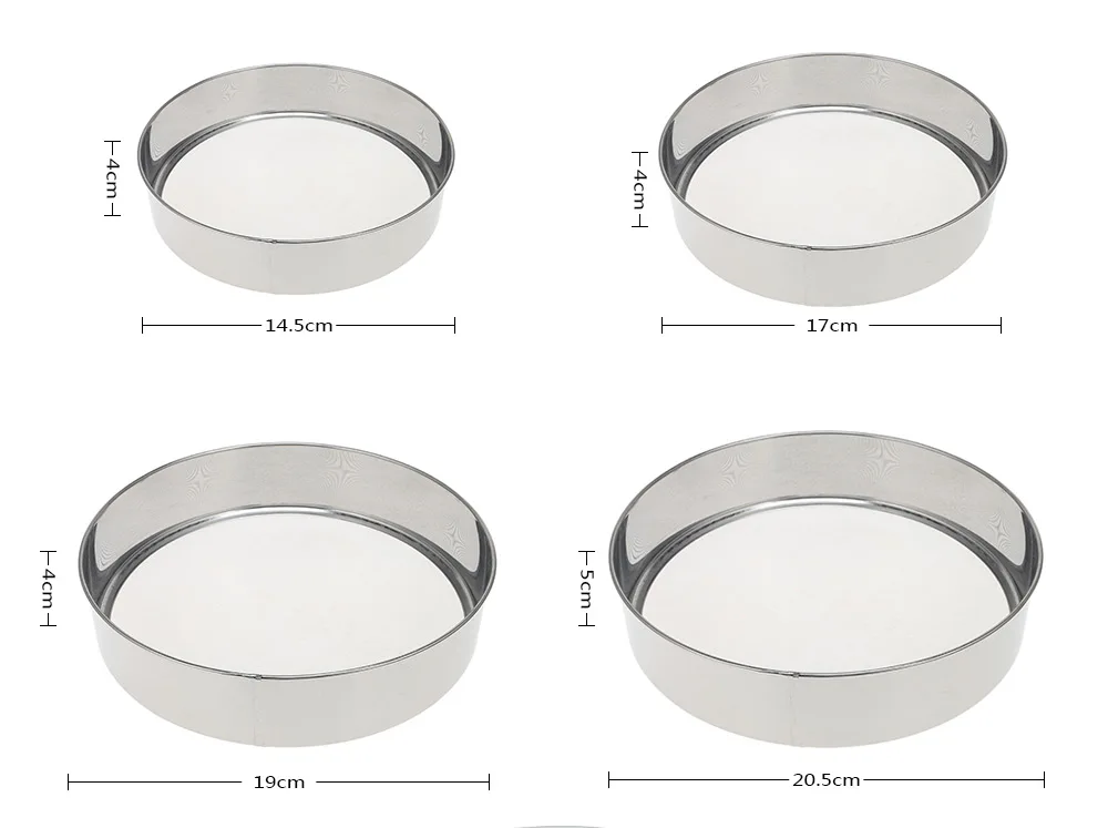 Meltset 6 шт./компл. тонкая нержавеющая сталь сито для муки сито Набор круглых Форма по производству пшеничной муки мощностью сетчатый фильтр торт кухонный инструмент для выпечки Z35