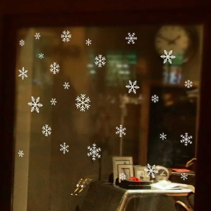 Статические рождественские ПВХ наклейки на стену рождественские настенные стикеры снежинки Рождественское украшение оптом поставки Вечерние