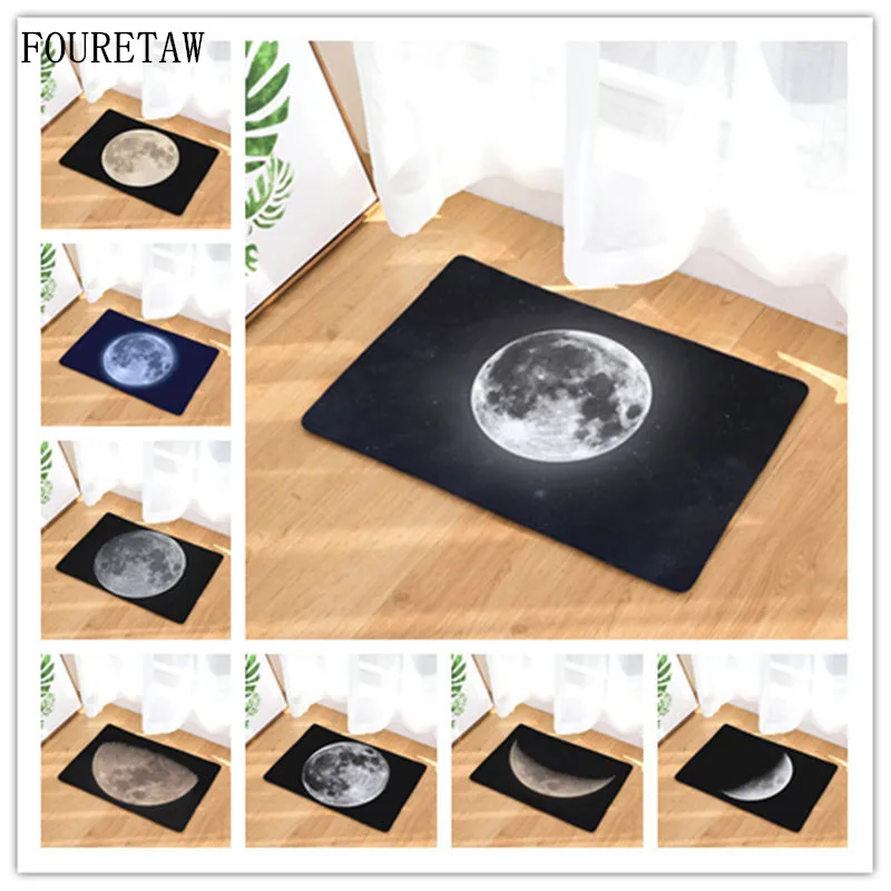 1 шт. FOURETAW креативная Вселенная спутниковая Луна Фото Гостиная Спальня Настольный коврик Anit-slip домашний прямоугольный пол ковер