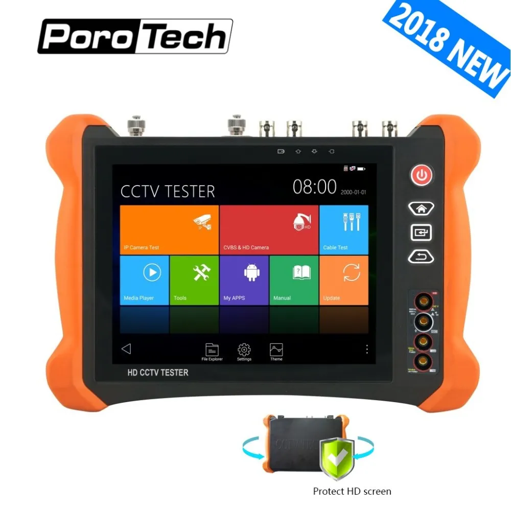 2018New 8inch CCTV Tester Monitor X9 8MP TVI CVI 5MP AHD SDI CVBS H.265 4K IP Camera tester with OPM,TDR,Cable tracer,Multimeter