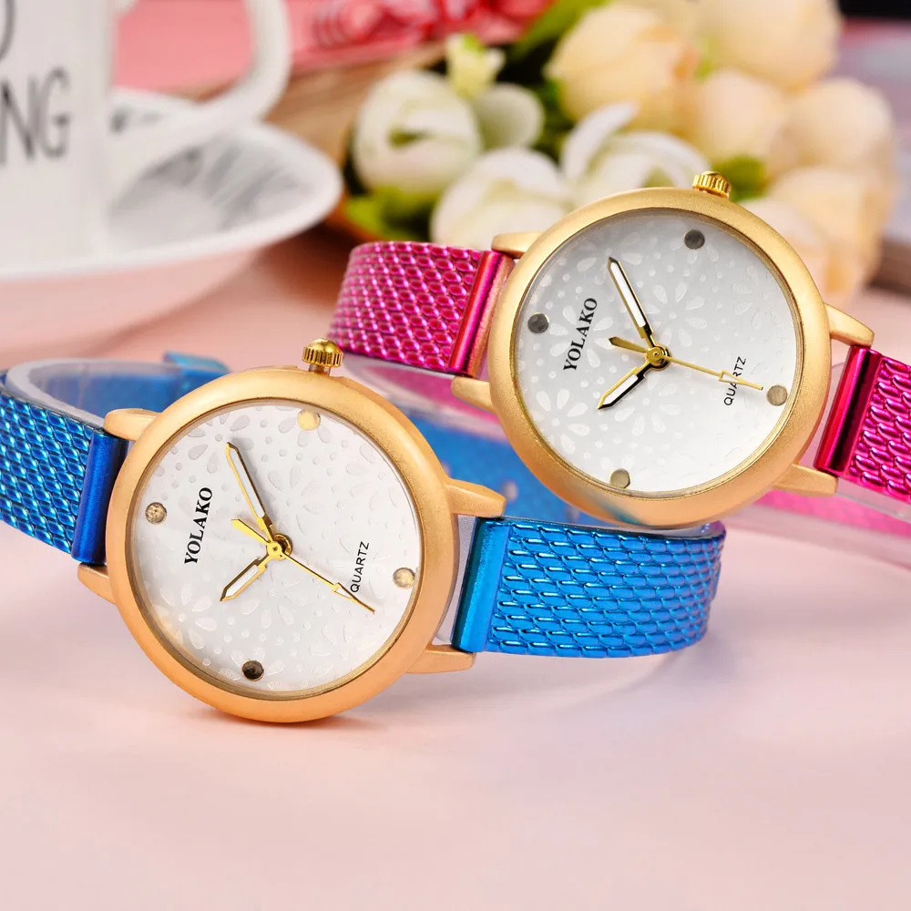 YOLAKO Luxuy/брендовые новые модные и повседневные женские часы Montre femme кварцевые