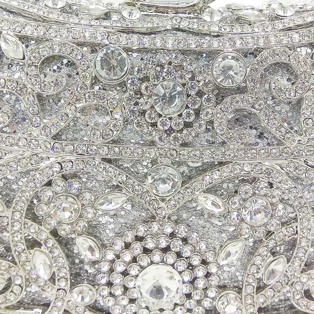 Бутик De FGG сверкающий Серебряный женский клатч с кристаллами вечерние сумки свадебный с кристаллами клатч кошелек Свадебная вечеринка Minaudiere сумочка