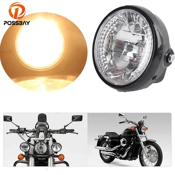 

POSSBAY 6.5'' Retro Front Round Motorcycle Headlight Turn Signal Flasher For Harley Honda Suzuki Yamaha Kawasaki Universal Light