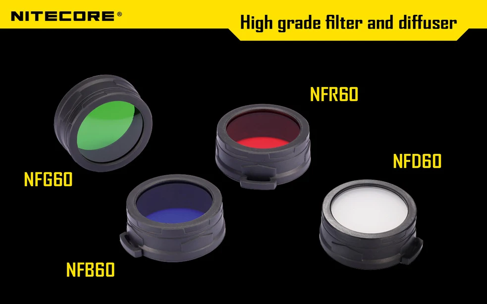 Высокая Класс Nitecore фонарик rgb рассеянный фильтр минеральной оптическое стекло с покрытием для фонарик с головы 60 мм TM15 TM11