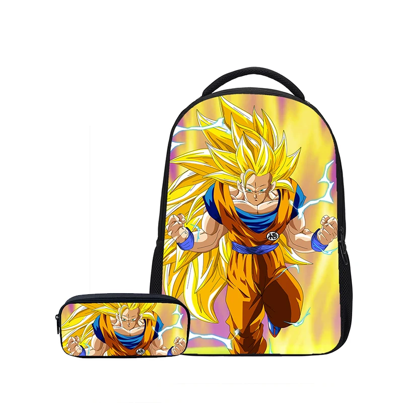 VEEVANV модные детские аниме рюкзаки Прохладный Dragon Ball комплект из 2 предметов супер характер Сон Гоку Вегета печати школьные сумки для мальчиков - Цвет: Золотой