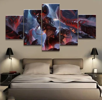 

5 Panel LOL League of Legends Illaoi Game Canvas Printed Painting For Living Wall Art Home Decor HD Picture Artworks Poster