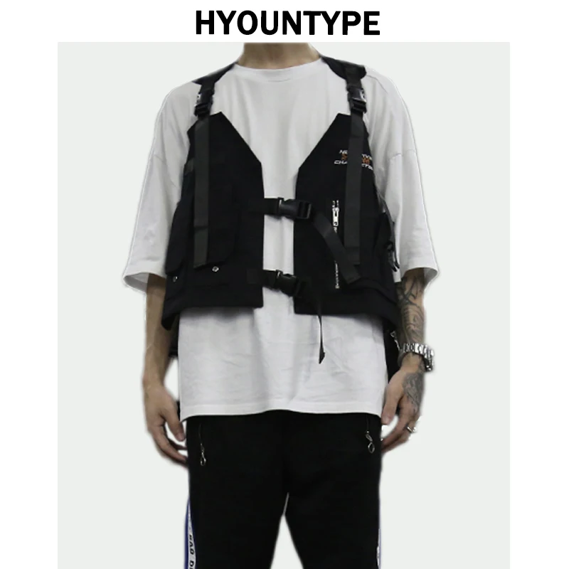 Coletes sem Mangas Colete com Bolsos dos Homens Homens de Carga Moda Hip Hop de Carga Militar Jaqueta 2018 Novas Camisolas Streetwear Colete Tático