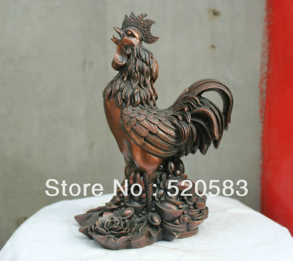 

Chinese Folk arts HandMade Red Bronze statue Zodiac rooster Auspicious lucky