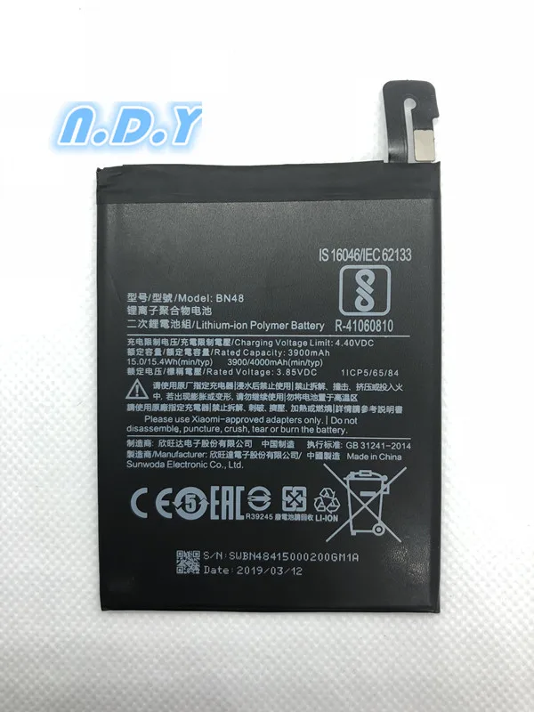 Для Xiaomi Redmi Note 6 Pro батарея 100% Оригинал Новинка 3900/4000 мАч BN48 Batterie Bateria|Аккумуляторы