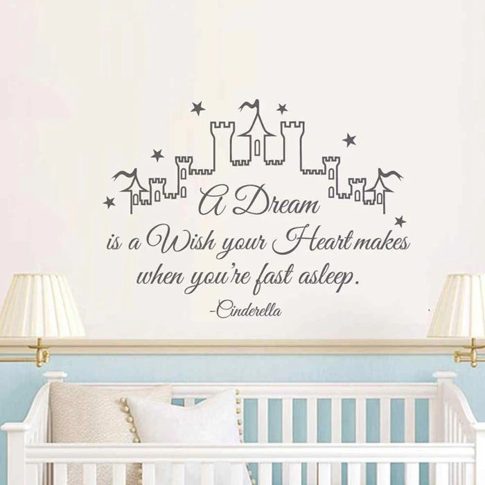 Battoo Cendrillon Sticker Citation Un Reve Est Un Souhait Votre Coeur Fait Enfants Filles Chambre Accueil Decor De Nurserie Autocollants Aliexpress