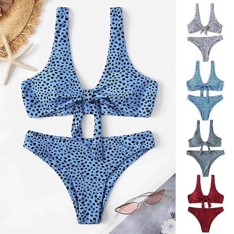 

Ladies Swimsuits Set Split Leopard Printed Bikini Bra Briefs for Beach Party B2Cshop