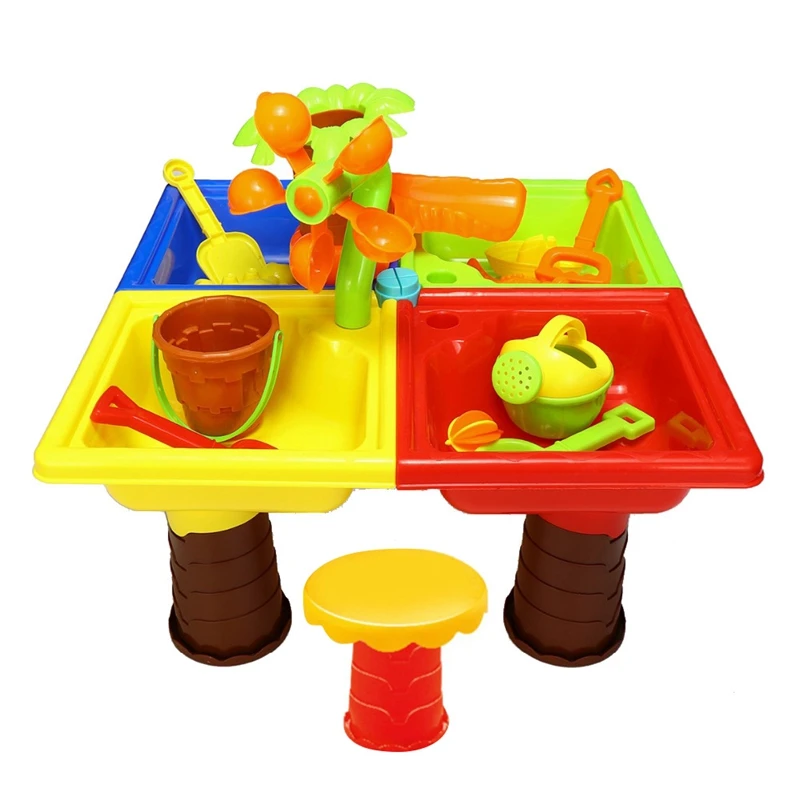 

Children'S Bunker Set Beach Bunker Table Water Outdoor Garden Toy Player Beach Table Toy Square Table