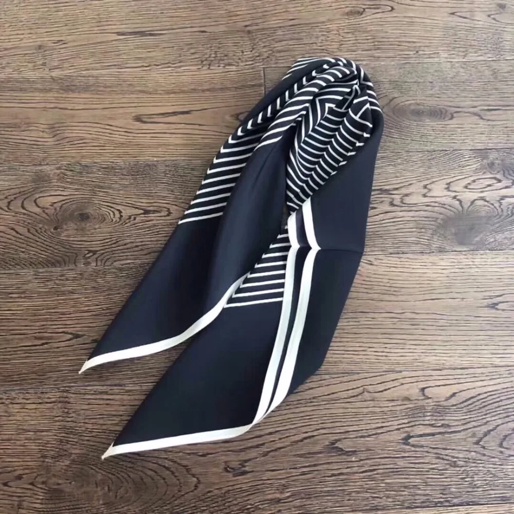 Новое поступление геометрический шелковый шарф 67*67 см черно-белая шаль для женщин леди