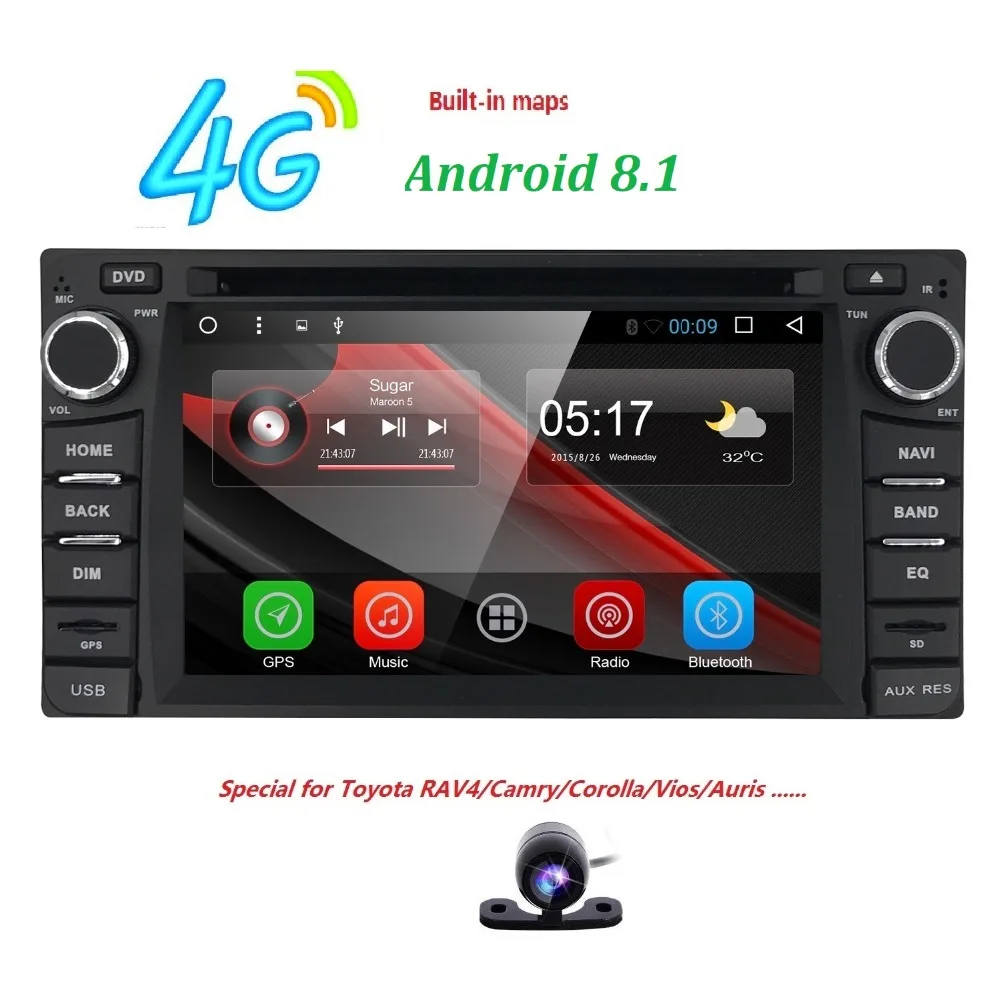 

Hizpo Android 6.2 Inch For Toyota Corolla Prado 4RUNNER Hilux FJ Cruiser Tundra Echo GPS RAV4 Car Navi Bluetooth dvd free camera