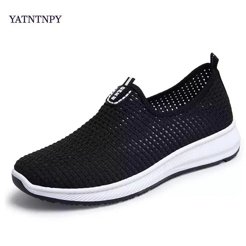 YATNTNPY Fashion Breathable Mesh Men Shoes Non-slip Rubber Sole Man Shoes 2019 Summer Autumn Plus Size 39-44 Male Black Shoes